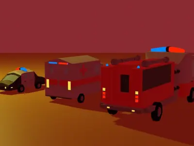 Low poly  emergency vehicles Free low-poly 3D model