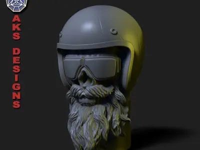 Biker skull version 6 Penholder and flowerpot 3D print model