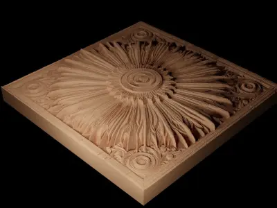 Sunburst Radiance Sandcasting Bas High Relief CNC 3D print model