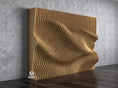 Parametric Wavy Wooden Wall Decor 25 - wood cutting machines  3D model