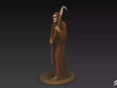 Grim Reaper Statue Walking Pose Low-poly 3D model