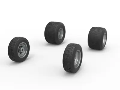 Wheel set of Dirt Sprint car Scale 1 to 25 3D print model