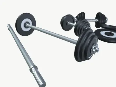 Dumbbell and Barbell Low-poly 3D model