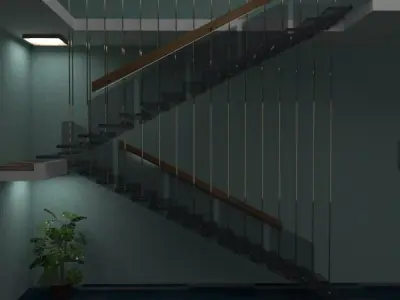 stairs room with and carpet 3D model