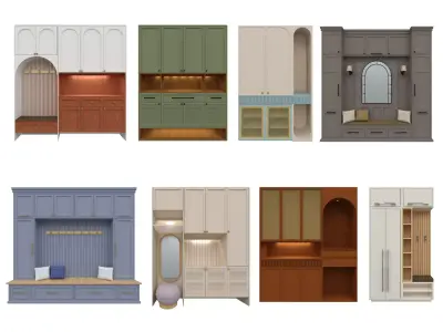 Entryway Furniture Set Revit Family Parametric 3D model