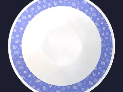 Childrens Blue Themed Plate with Bear Car and Balloon Pattern 3D model