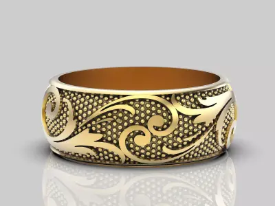 Ornamental carving ring silver gold printable jewelry 3D model 3D print model