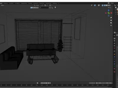 A low-poly leaving room model Low-poly 3D model