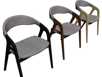 Modern Upholstered Armchair Collection with Wooden Frames 3D model