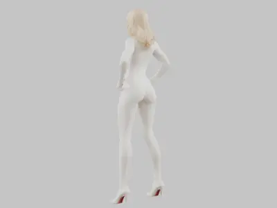 Blonde Gwen Stacy in White Latex Suit Low-poly 3D model