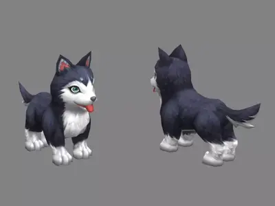 Cartoon husky - puppy dog Low-poly 3D model