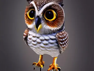 Baby owl realistic 3D print model
