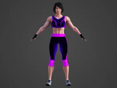 Asian Fitness Trainer Girl 3D model