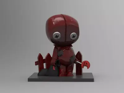 Cute Chibi rag doll holding candy horror kid decoration 3D print model