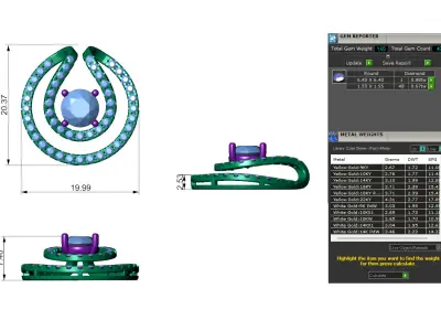 Double Halo Diamond Pendant with Pointer Diamond 3D print model