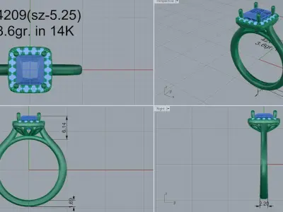 Square Halo Ring 4209 3D print model