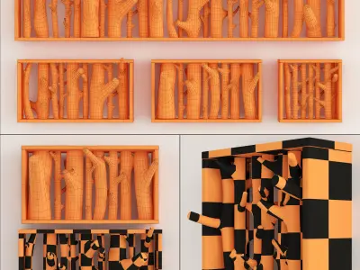 Log hanger big wood 3D model