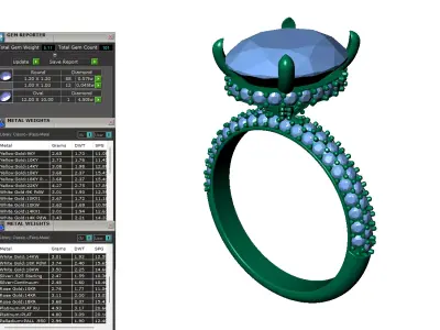 Oval Engagement Ring with Triple Row Pave and Hidden Halo 3D print model