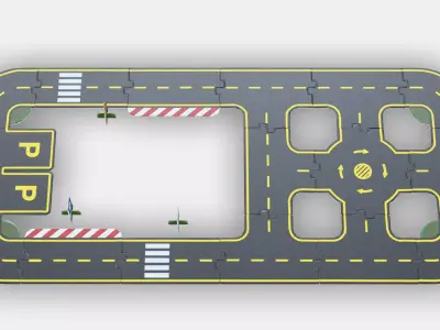 RAVUNGE 23-piece car track set Low-poly 3D model