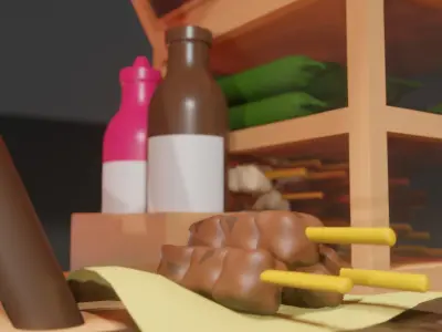 3D Gerobak Sate Madura - Indonesian Satai Cart 3D print model