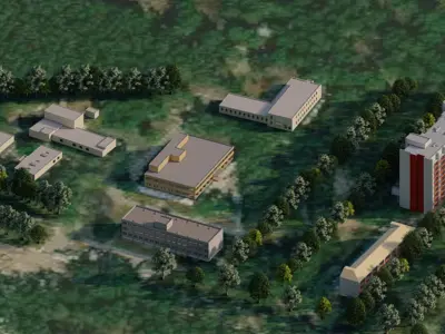 building set  Irpin military hospital multi storey building  3D model