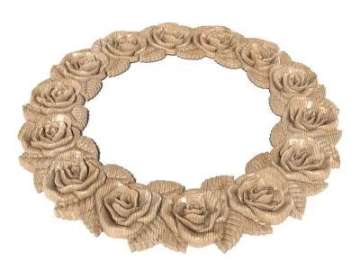 Frame-016 wooden rose wreath 3D model