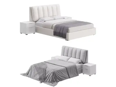 White Modern Twin Bed 3D model