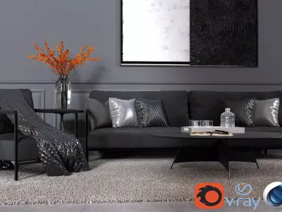 MODERN LIVING ROOM Low-poly 3D model