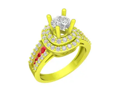 Luxury Diamond Halo Engagement Ring 3D Model 5755 3D print model