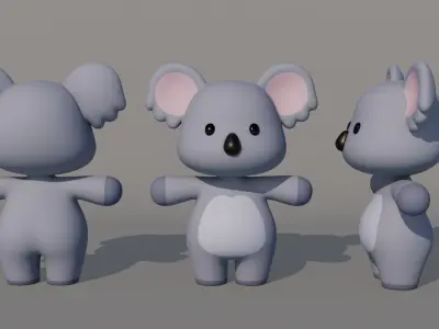 Rigged Cartoon Koala Low-poly 3D model