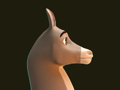 Stylized Male Donkey NoRig Low-poly 3D model