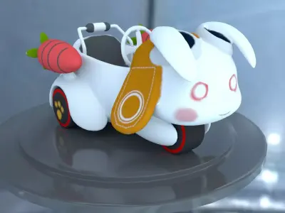 Rabbit headed car Free low-poly 3D model