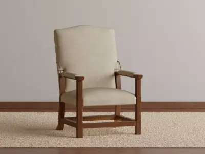 Italian Leather Upholstered Chair 3D model