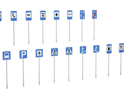 road sign set 3D model