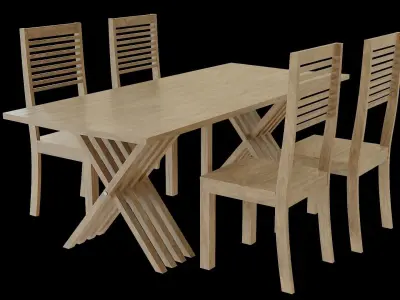 Table set Pack 09 Low-poly 3D model