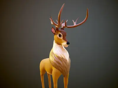 cartoon deer Low-poly 3D model