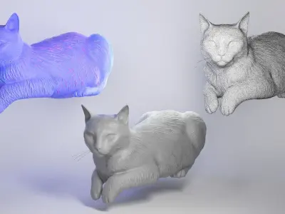 Laying cat 14 Low-poly 3D model