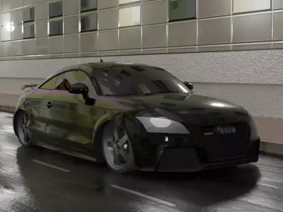 AUDI TT RS night rainy street 3D model