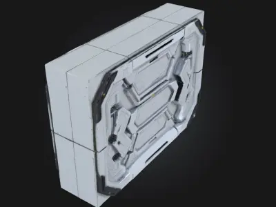 Modular Sci-Fi Wall Game-Ready Low-poly 3D model