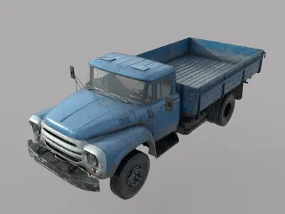 blue truck  Low-poly 3D model