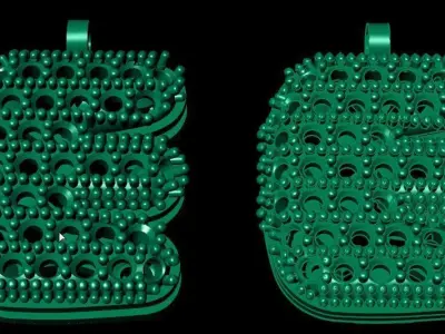 letter E convex surface full of diamonds 3D print model