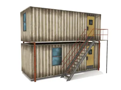 Cabin Containers - White Low-poly 3D model