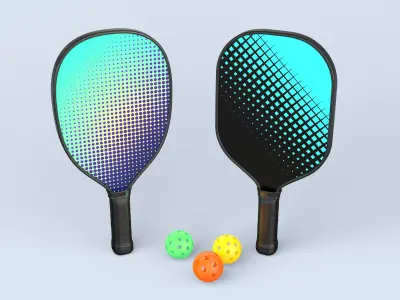 Pickleball set Paddles and Balls 3D model