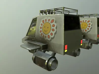 Stylized Cyberpunk Car With 2 Texture Low-poly 3D model