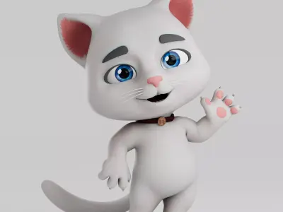 Cartoon Cat Low-poly 3D model 3