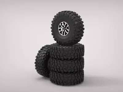GENERIC TIRE WITH TOYOTA RIM Low-poly 3D model