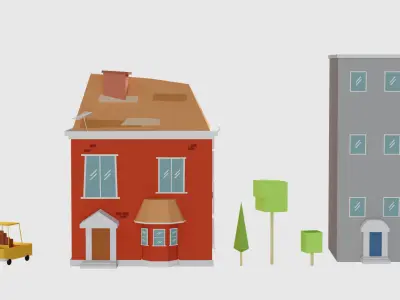Cute Red House Low-poly 3D model