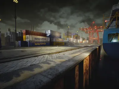 Container Yard Environment Set Low-poly 3D model