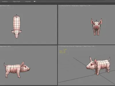 Cartoon piggy - farm pig Low-poly 3D model