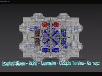  Inverted STEAM Motor - Generator - Octuple Turbine - Concept 3D print model